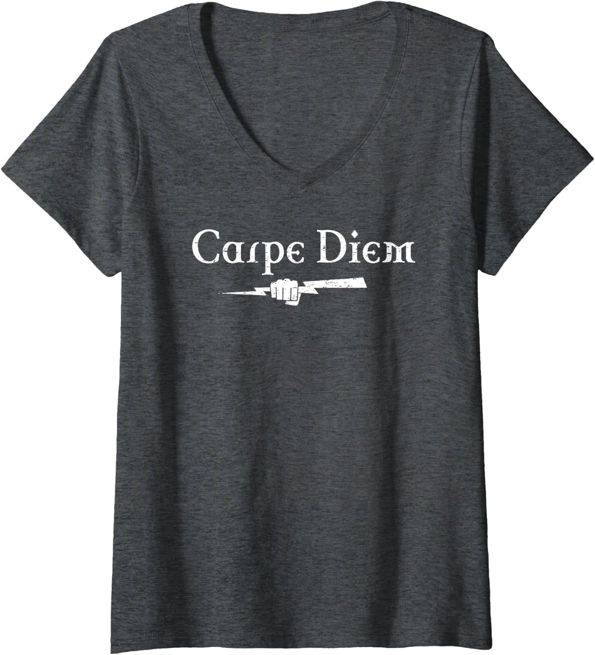 Women's Carpe Diem Celtic Lightning Bolt V-Neck T-Shirt - Dark Heather Grey