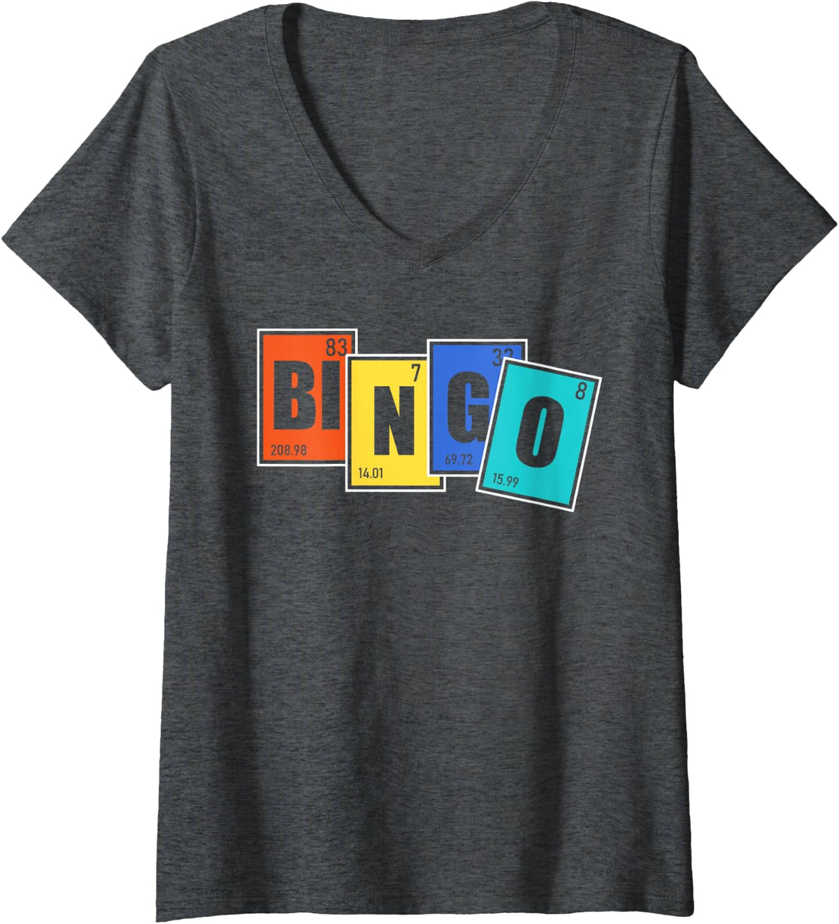 Women's Bingo Periodic Table of Elements - Chemist Chemistry V-Neck T-Shirt - Dark Heather Grey