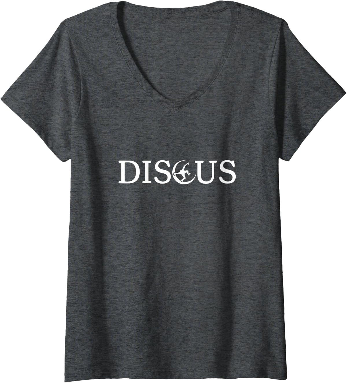 Women's Track and Field Discus Throwing Athlete V-Neck T-Shirt - Dark Heather Grey