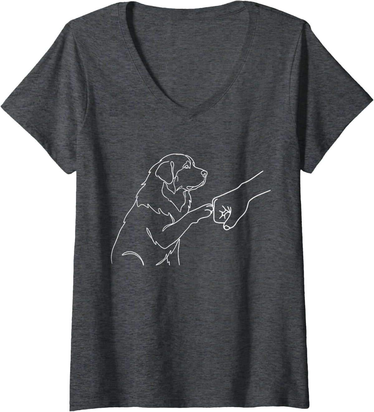 Women's Great Pyrenees Fist Bump V-Neck T-Shirt - Dark Heather Grey