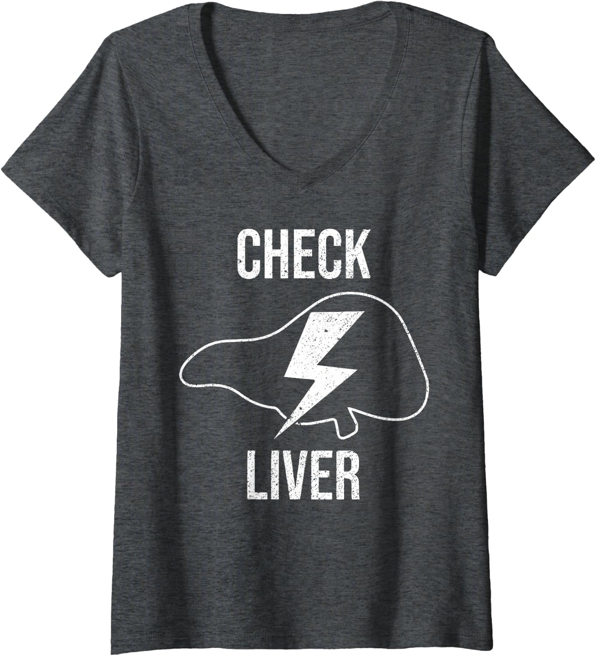 Women's Check Liver Funny Green Sharm Rock Patrick Day V-Neck T-Shirt - Dark Heather Grey