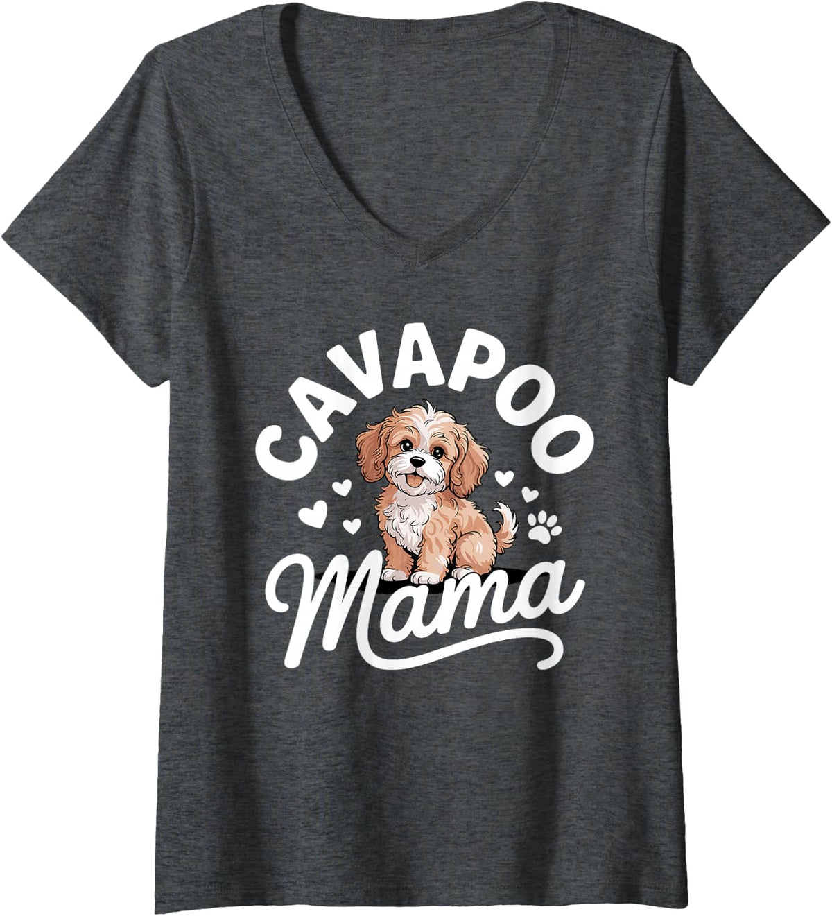 Women's Best Cavapoo Mom Art for Women Cavapoo Lover Cavoodle Owner V-Neck T-Shirt - Dark Heather Grey