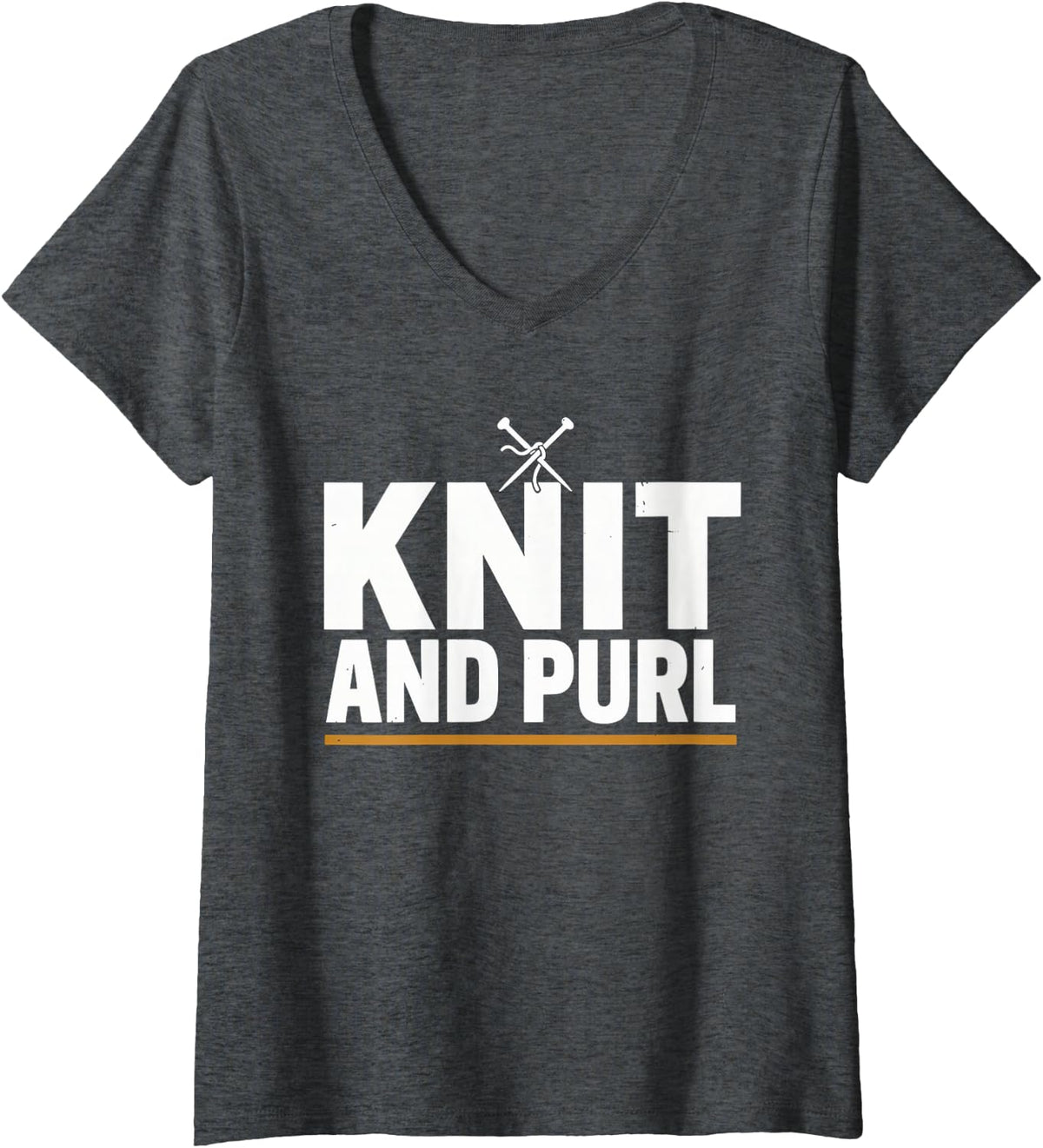 Women's Knitter Knitting V-Neck T-Shirt - Dark Heather Grey