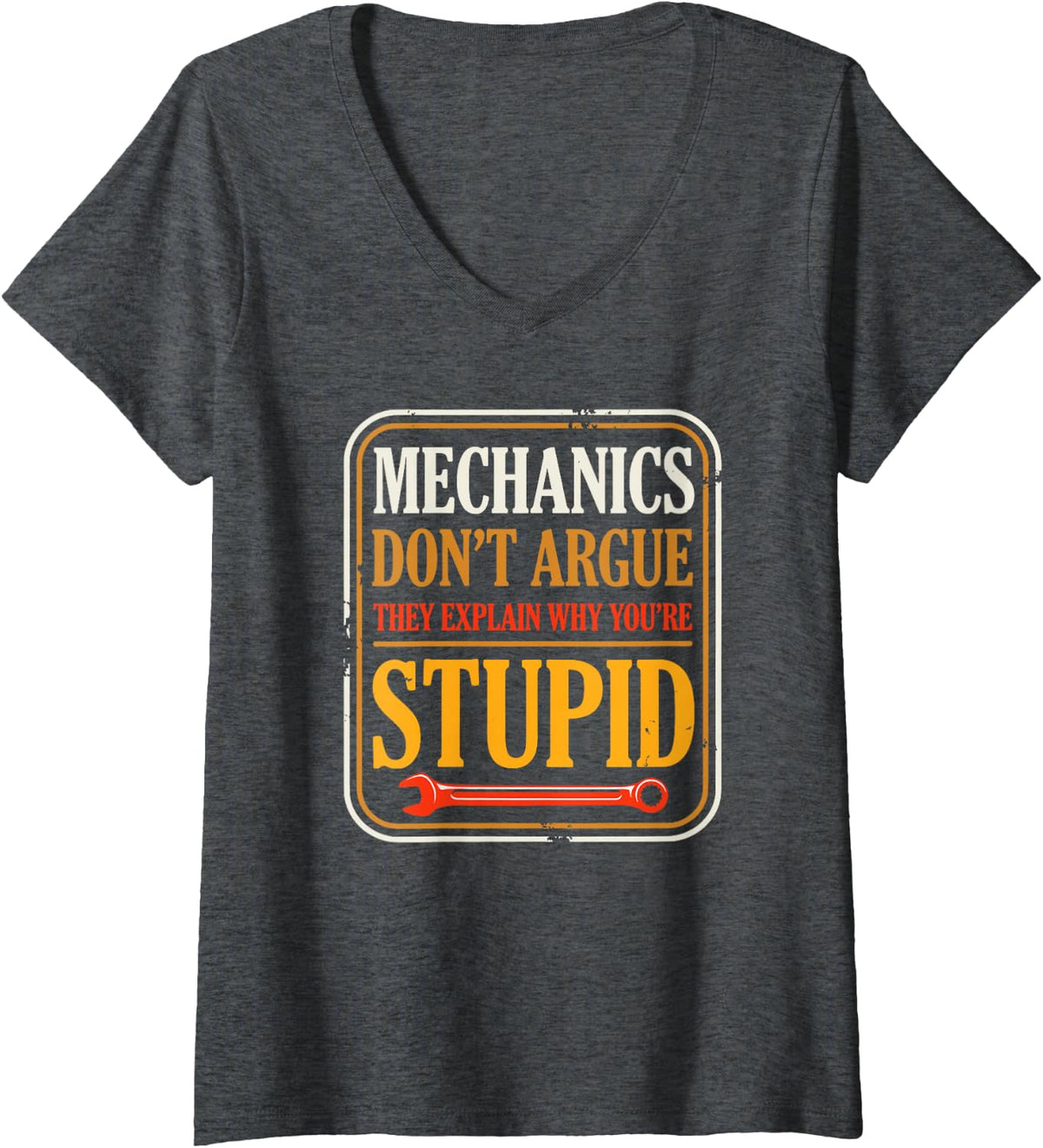 Women's Funny Auto Mechanic Sarcasm for Men Who are Always Correct V-Neck T-Shirt - Dark Heather Grey