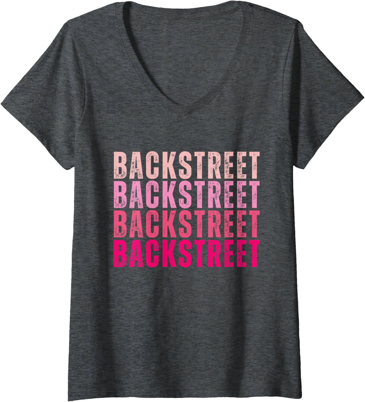 Womens Vintage Backstreet Personalized Name I Love Backstreet V-Neck T-Shirt - Dark Heather Grey