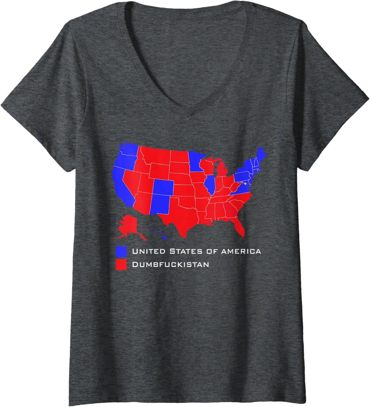 Women's Election Map United States of America Dumbfuckistan V-Neck T-Shirt - Dark Heather Grey