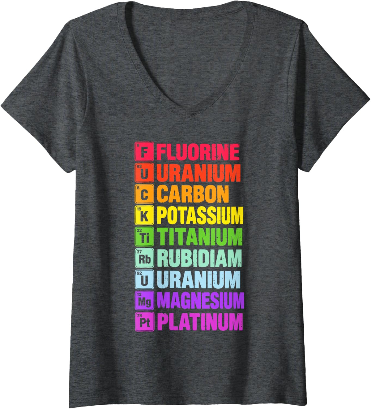 Women's Periodic Table Elements Funny Political Chemistry Science V-Neck T-Shirt - Dark Heather Grey