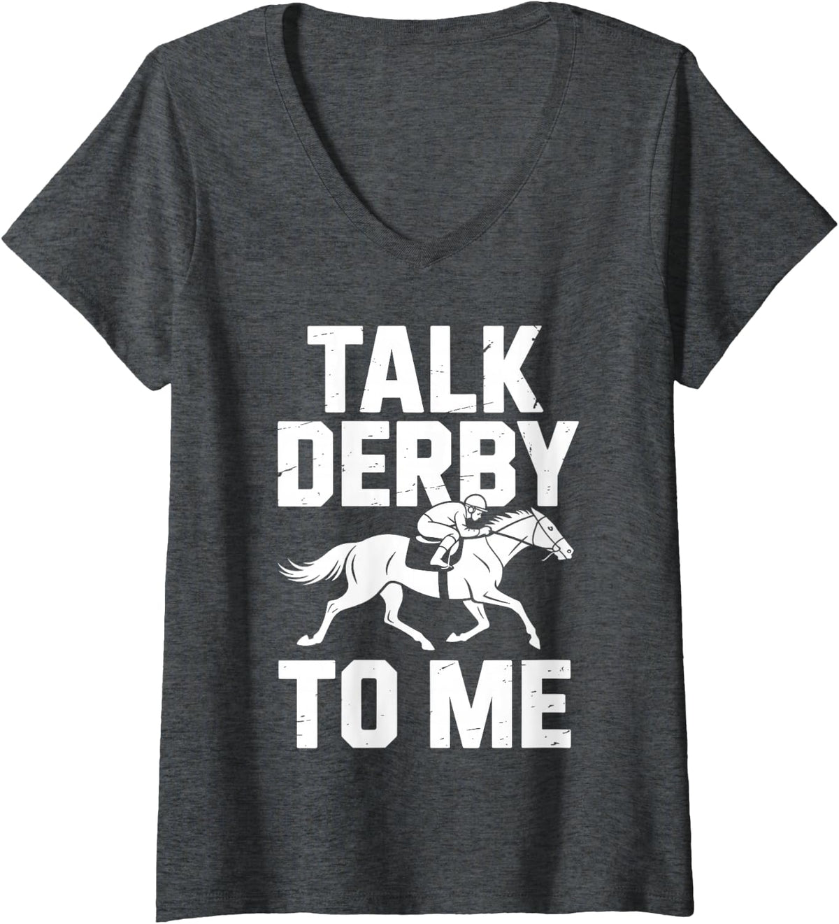 Women's Cool Horse Racing Art for Men Women Jockey Horse Racer V-Neck T-Shirt - Dark Heather Grey
