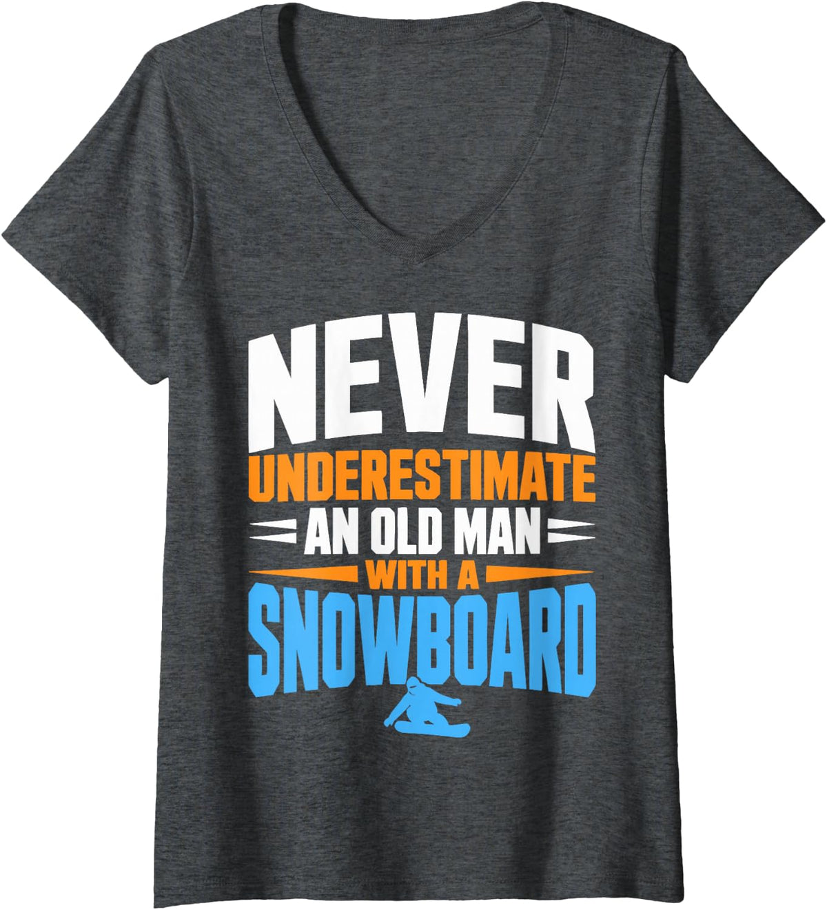 Women's Snowboarder Dad Rider Man Snowboarding Boarder V-Neck T-Shirt - Dark Heather Grey