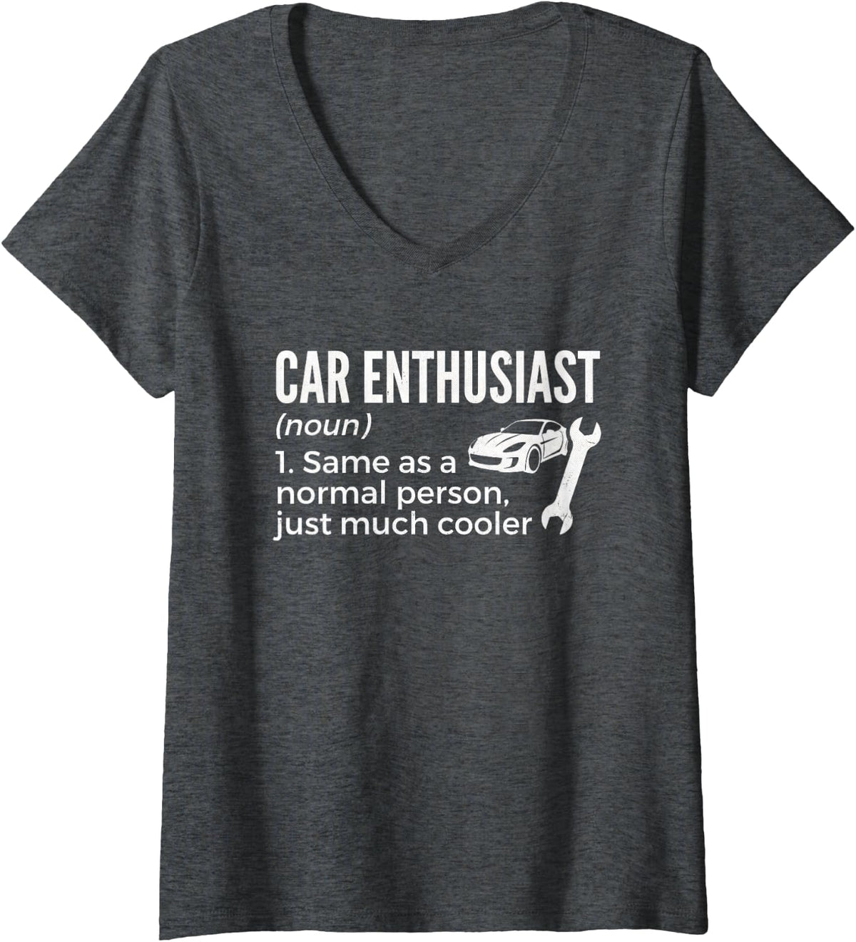Women's Funny Car Enthusiast Definition Auto Mechanic Car Guy V-Neck T-Shirt - Dark Heather Grey