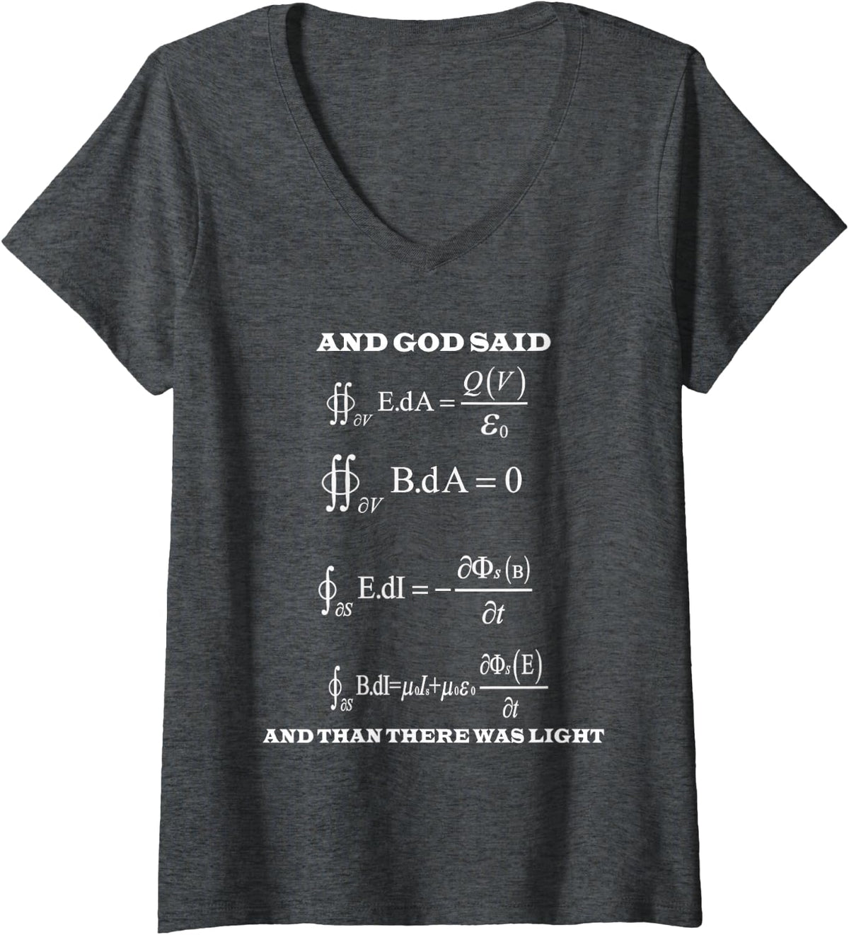 Women's Maxwell Equations Light Electricity Science Physics V-Neck T-Shirt - Dark Heather Grey