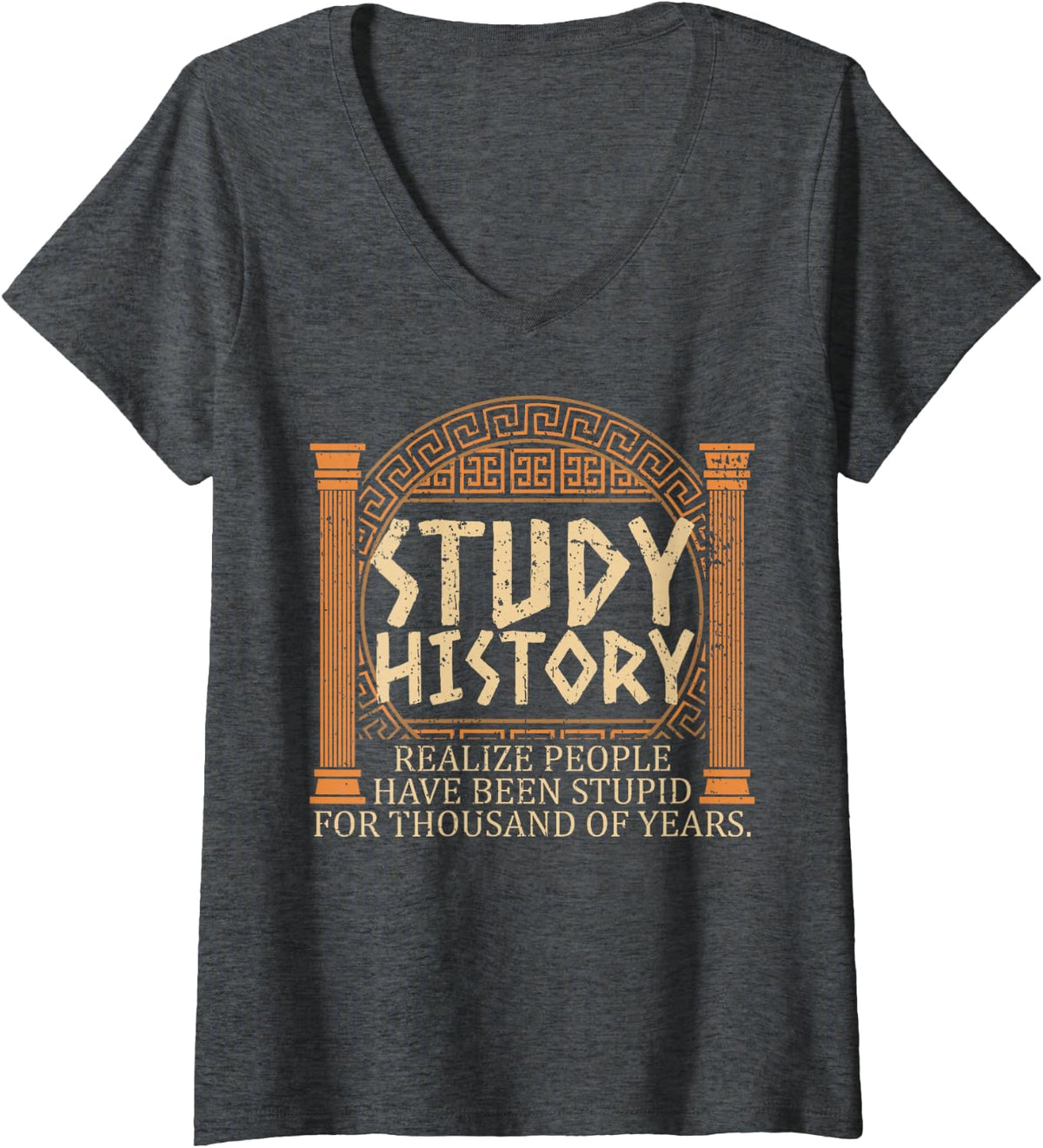 Women's History Social Studies Historian for History Teacher V-Neck T-Shirt - Dark Heather Grey