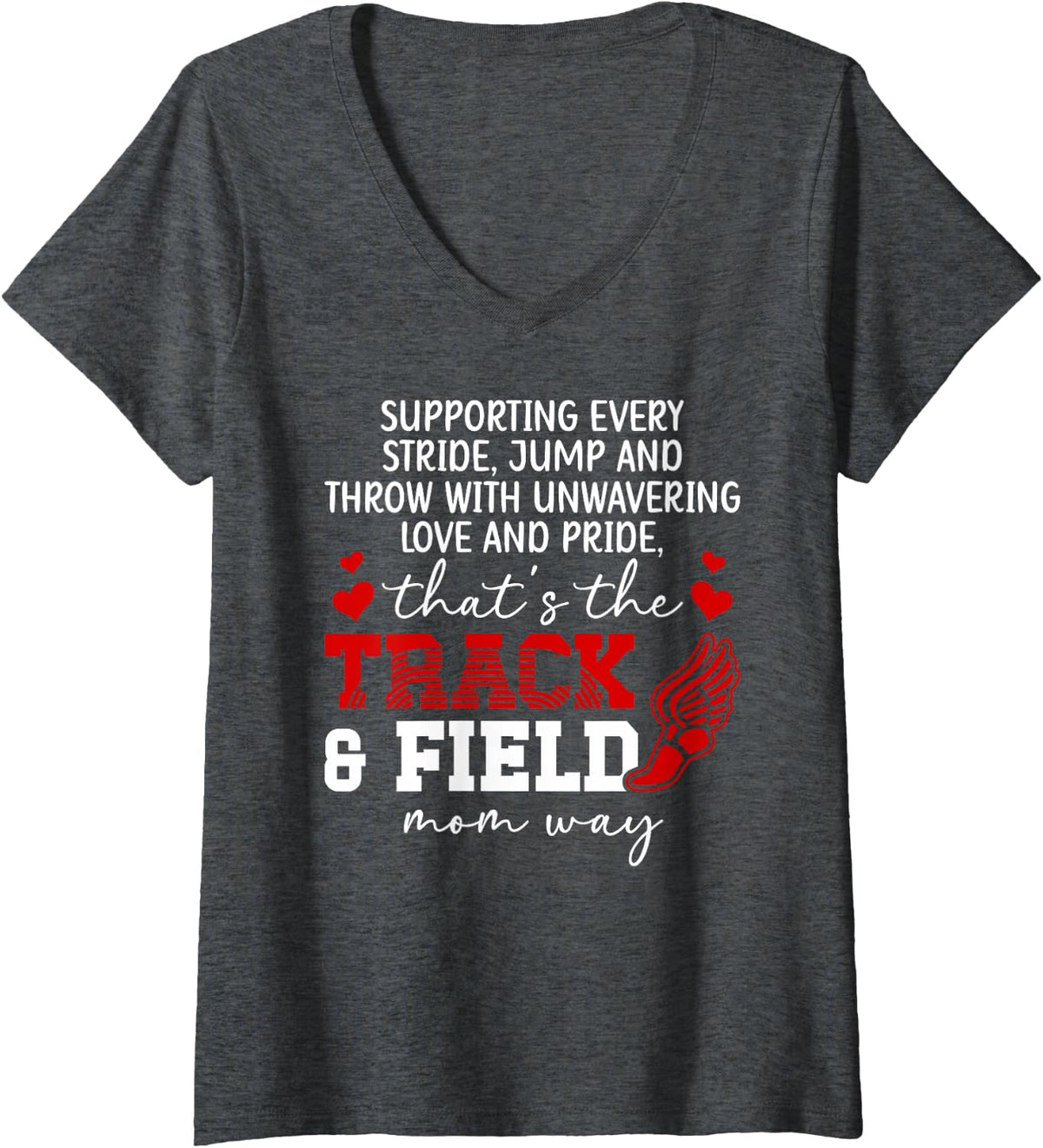 Women's Track and Field Mom Way Track and Field Mother Track Mama V-Neck T-Shirt - Dark Heather Grey