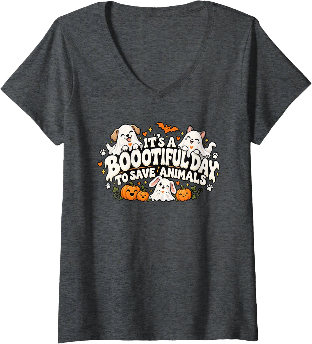 Women's Vet Assistant Vet Tech It's A Bootiful Day to Save Animals V-Neck T-Shirt - Dark Heather Grey