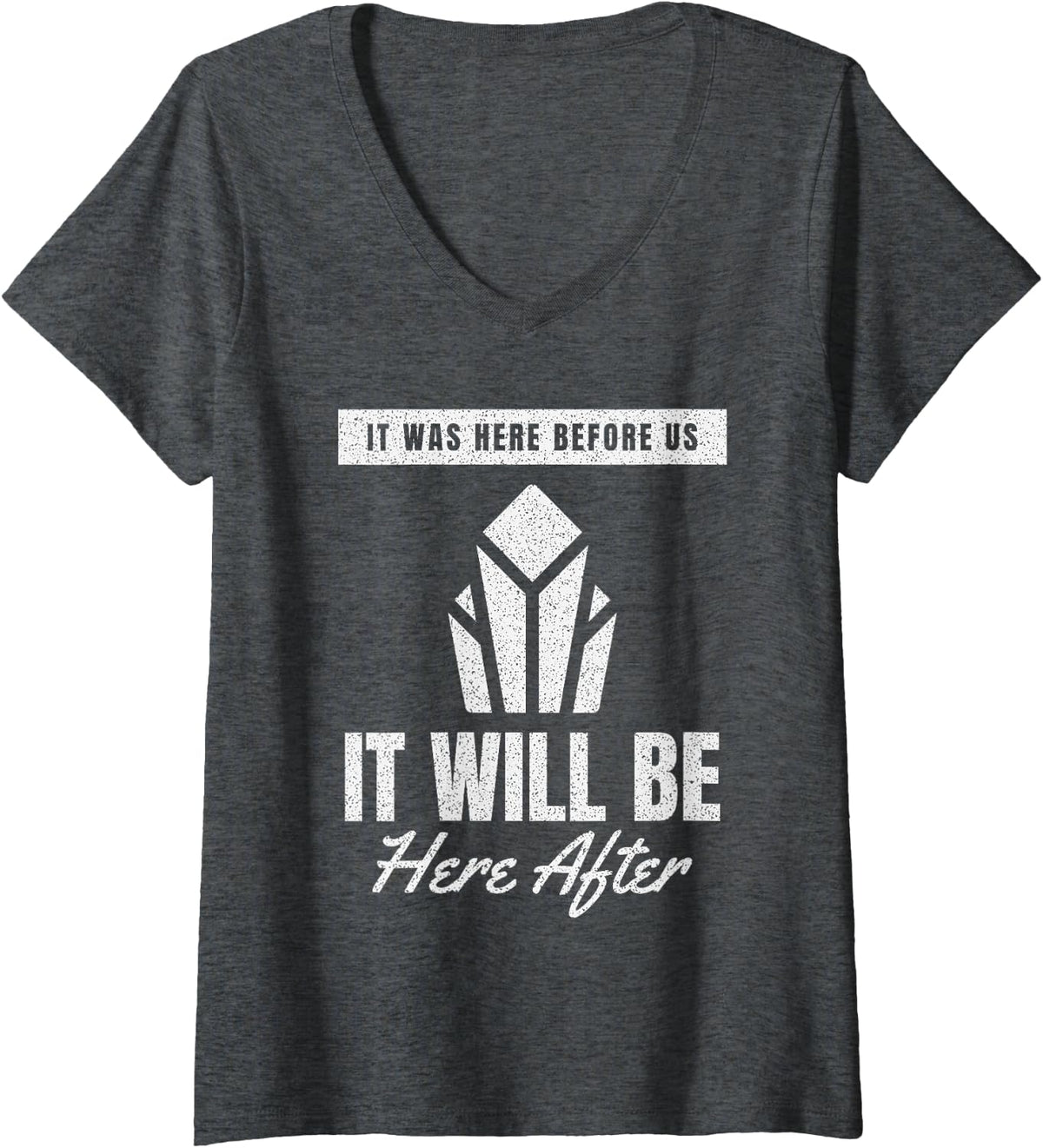 Women's Earth Science Field Work Rock Record Deep Time Geology V-Neck T-Shirt - Dark Heather Grey