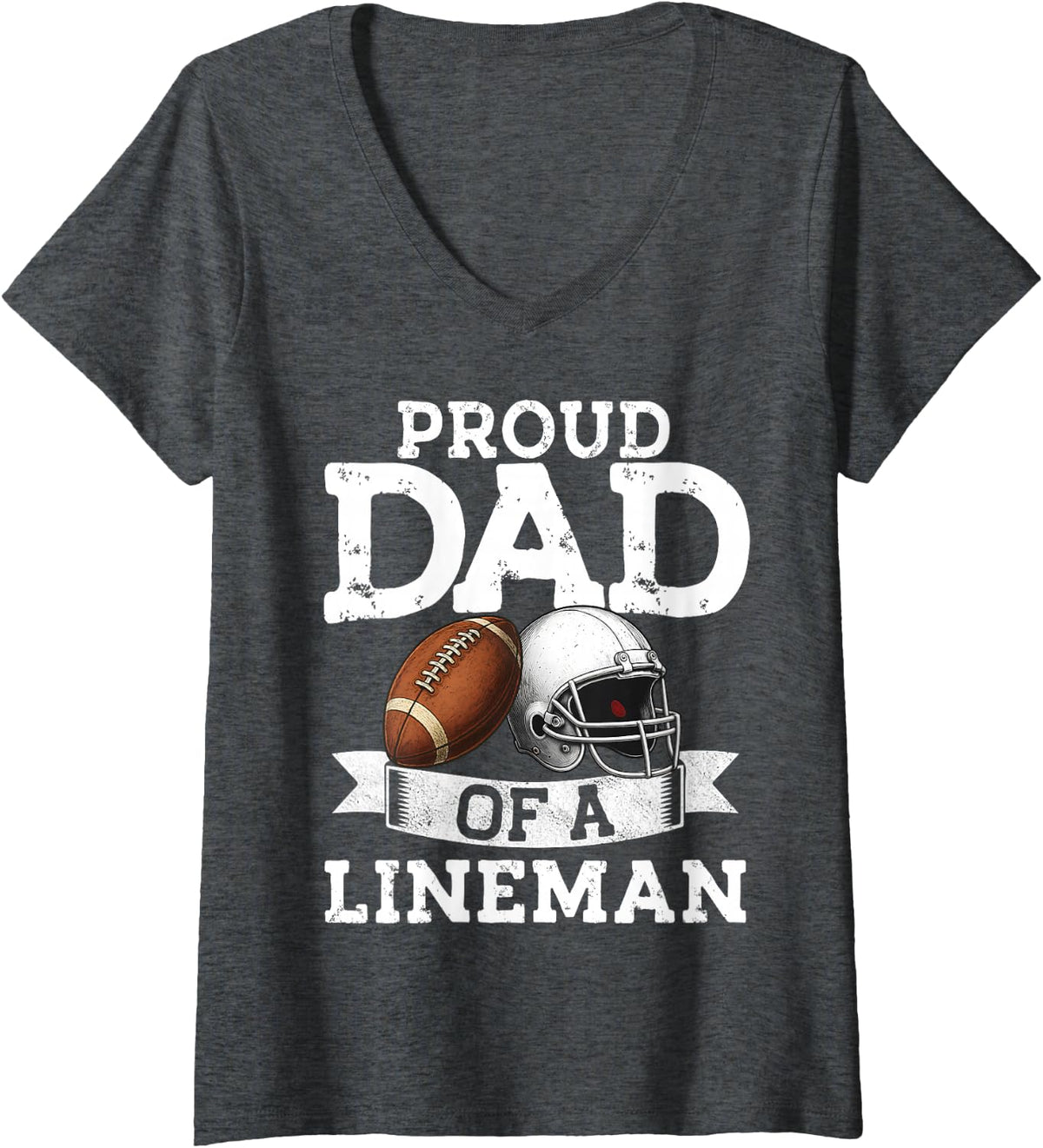 Women's Sports Lover Football Proud Dad Funny Offensive Lineman V-Neck T-Shirt - Dark Heather Grey