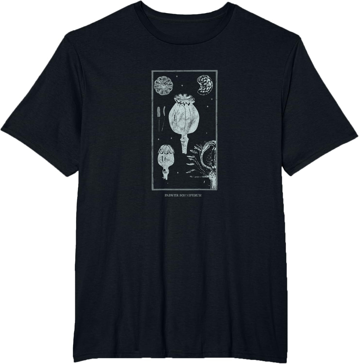 Occult Opium Poppy Psychoactive Drugs Gothic Grunge Trip T-Shirt - Black