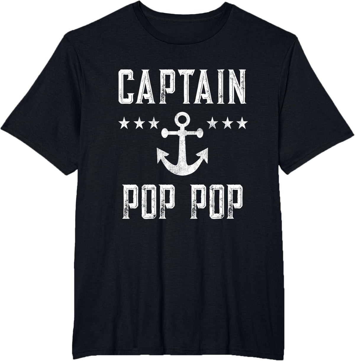 Personalized Captain Pop Pop Boating Retro Boat Anchor T-Shirt - Black