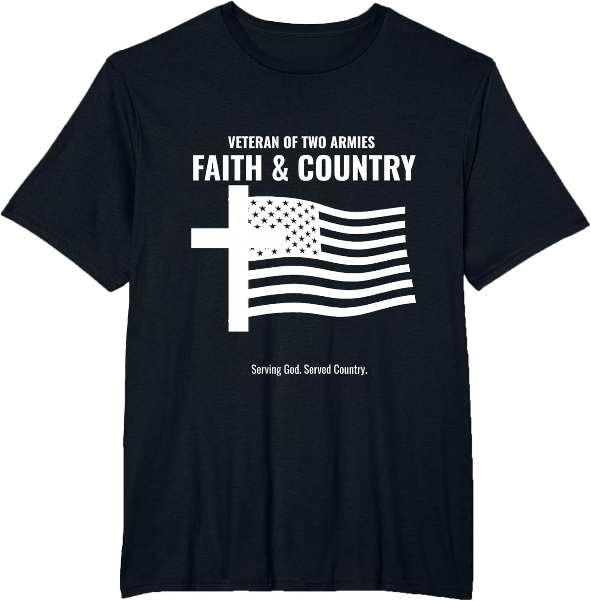 Christian Veteran Faith and Country Military Scripture Gift T-Shirt - Black