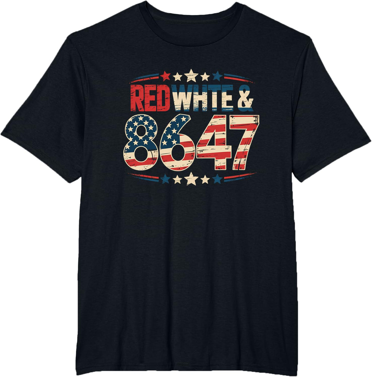 8647 Patriotic Tee – Red White Blue Vintage America T-Shirt - Black