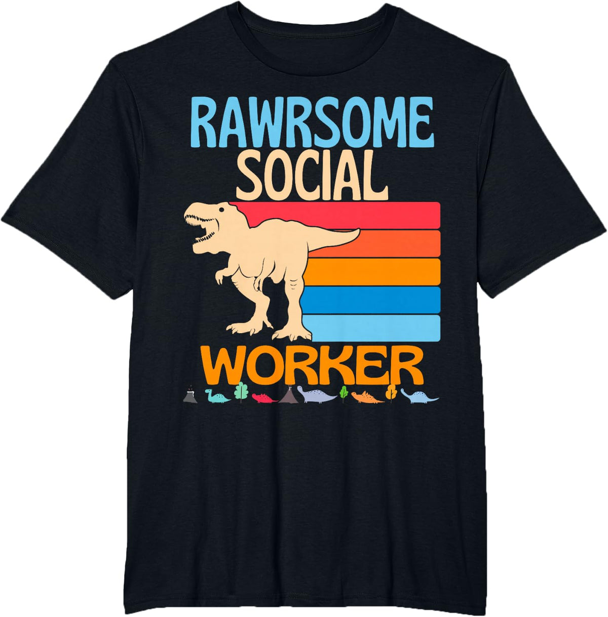 Awesome Social Worker Dinosaur Social Work Healthcare T-Shirt - Black
