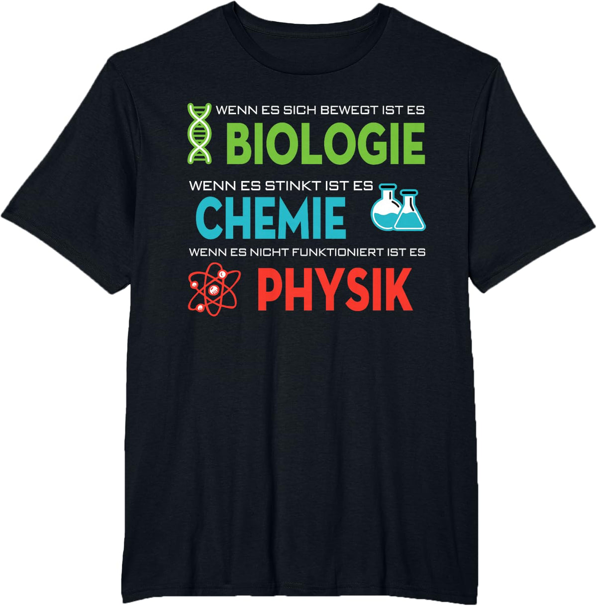 Lustige Wissenschafts Bekleidung Cool Science Biology Chemistry Physics Graphic T-Shirt - Adult, Unisex, Short Sleeve,