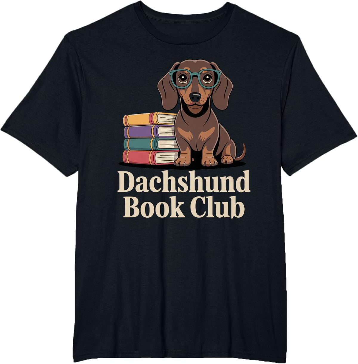 Dachshund Book Club Reading Wiener Dog T-Shirt - Black