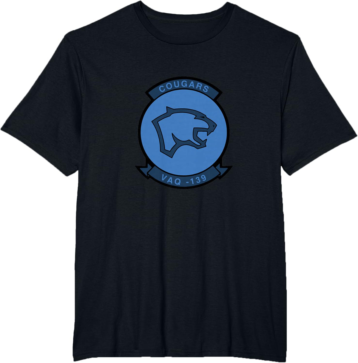 VAQ-139 Cougars Naval Squadron EA-18 Growler Jet Veteran T-Shirt - Black