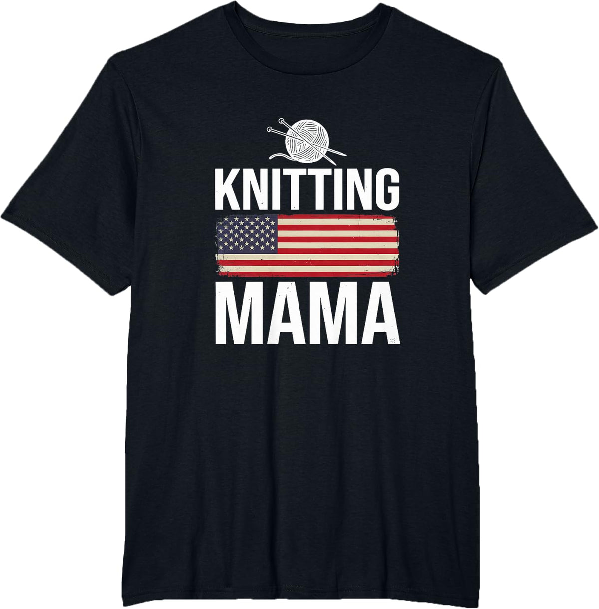 Knitter Mama Knitting USA T-Shirt - Black