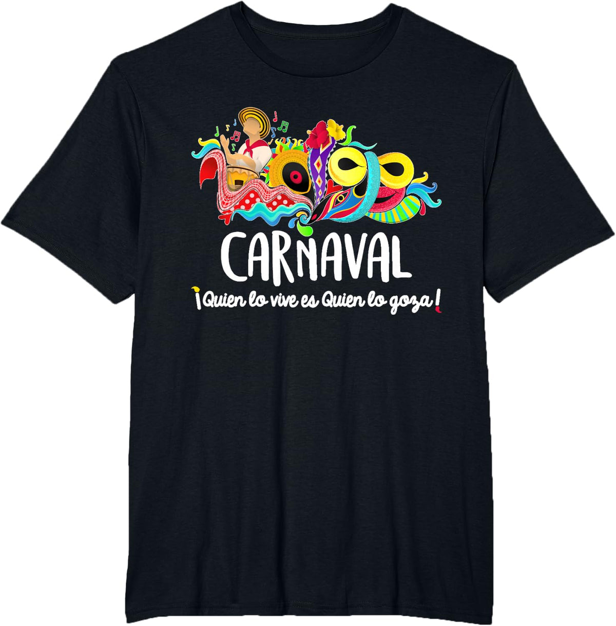 Mardi Gras Carnaval Funny Gift Unisex-Adults T-Shirt, Black, Small, Short Sleeve, Classic Fit, Cotton 60% Polyester 40%,