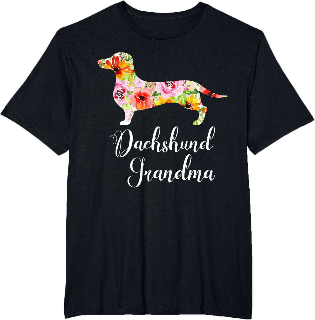 Dachshund Grandma Funny Doxie Lover Grandmother Novelty Gift T-Shirt - Black