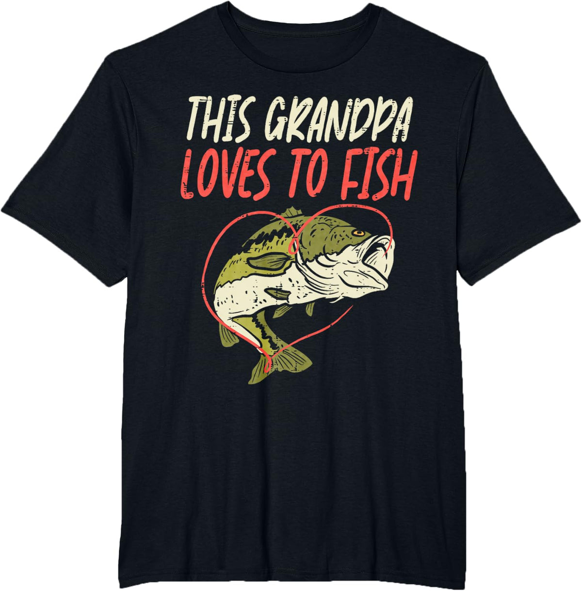 This Grandpa Loves To Fish Bass Fishing Family Matching Gift T-Shirt - Black