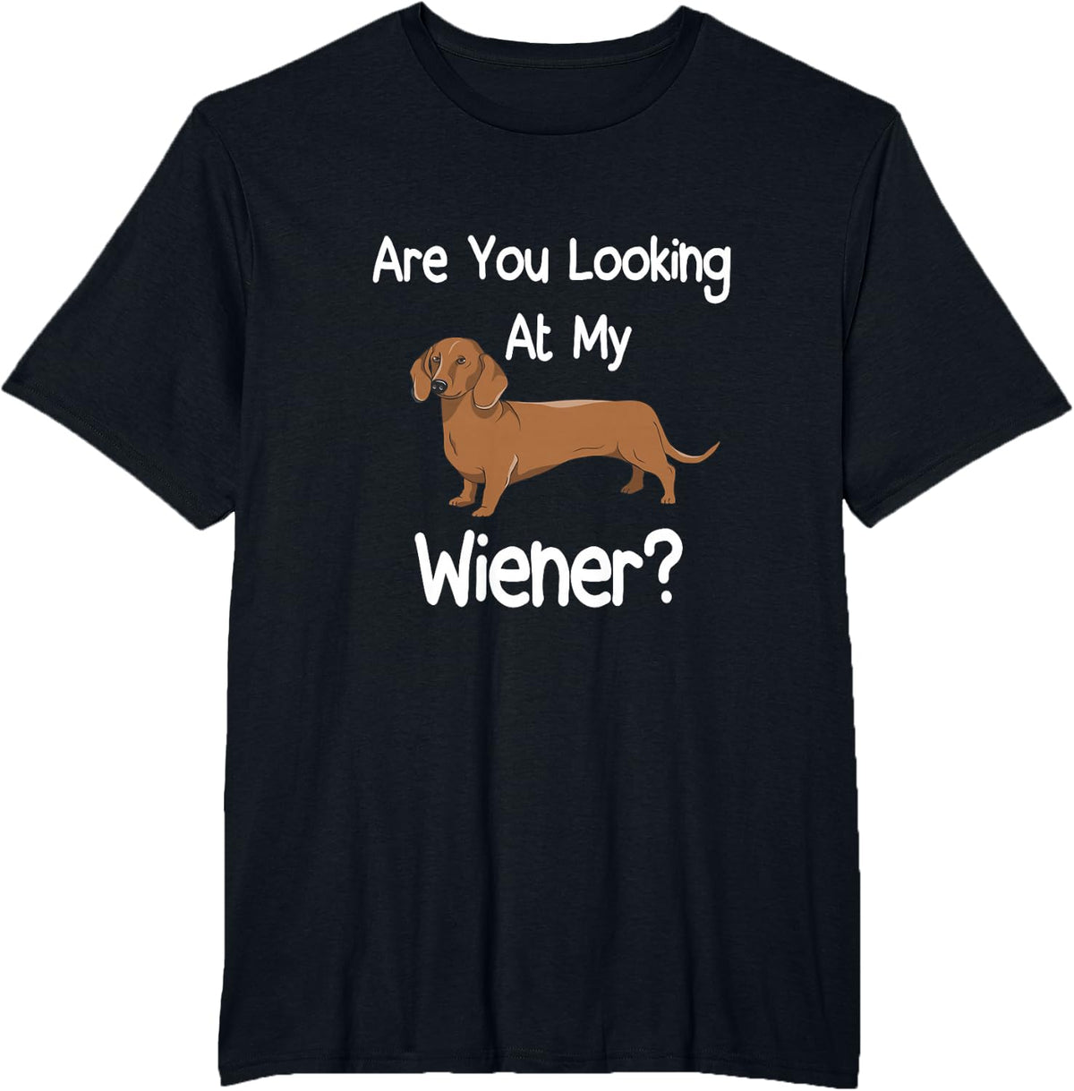 Are You Looking At My Wiener? Funny Dog Wiener Dachshund T-Shirt - Black