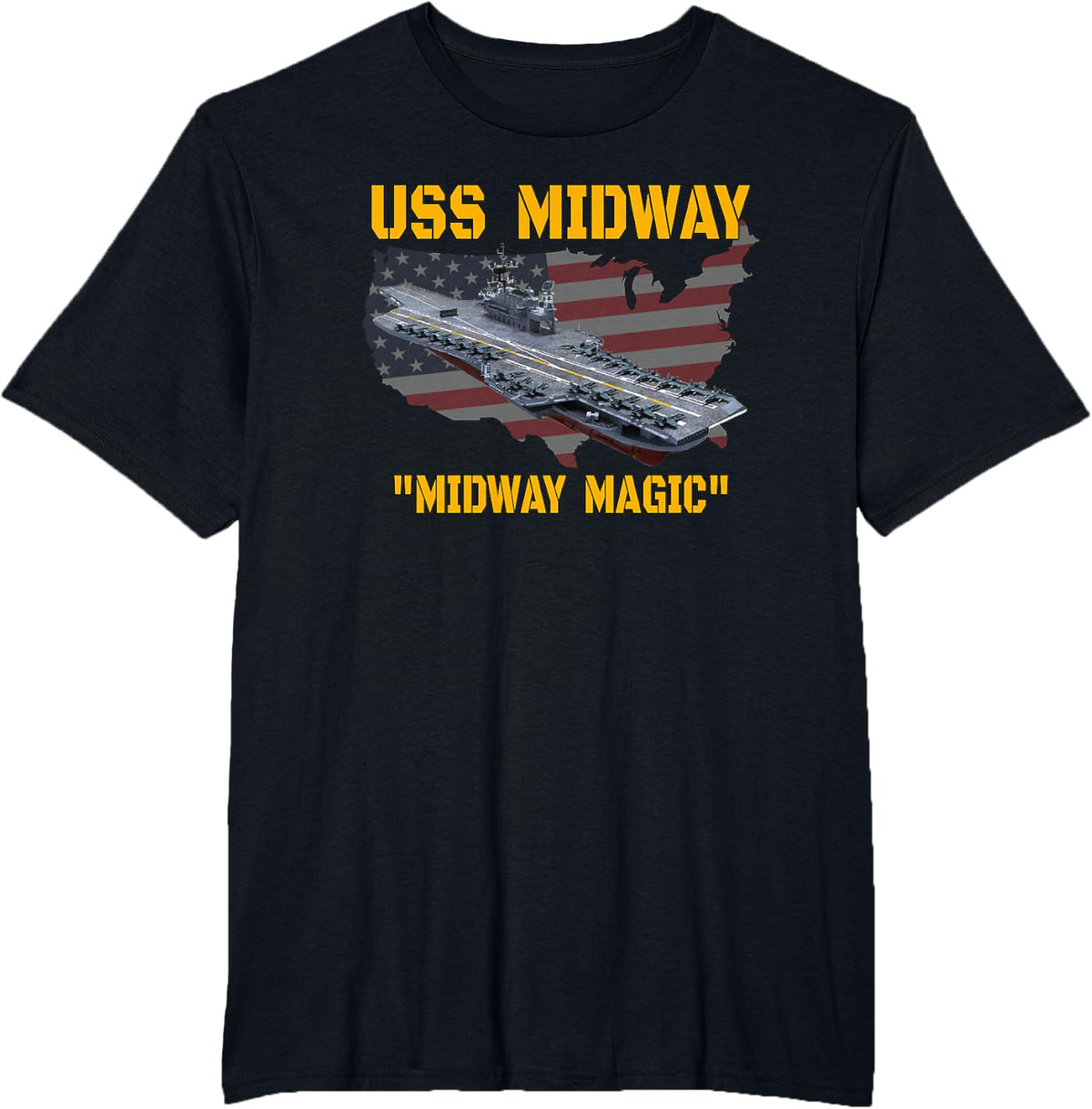 USS Midway Aircraft Carrier Veterans Day Fathers Day Grandpa T-Shirt - Black