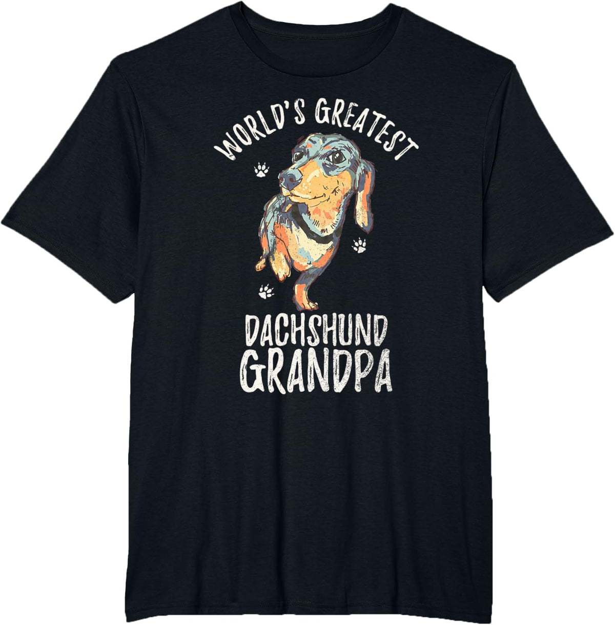 World's Greatest Dachshund Grandpa Funny Dog Wiener Lover T-Shirt - Black