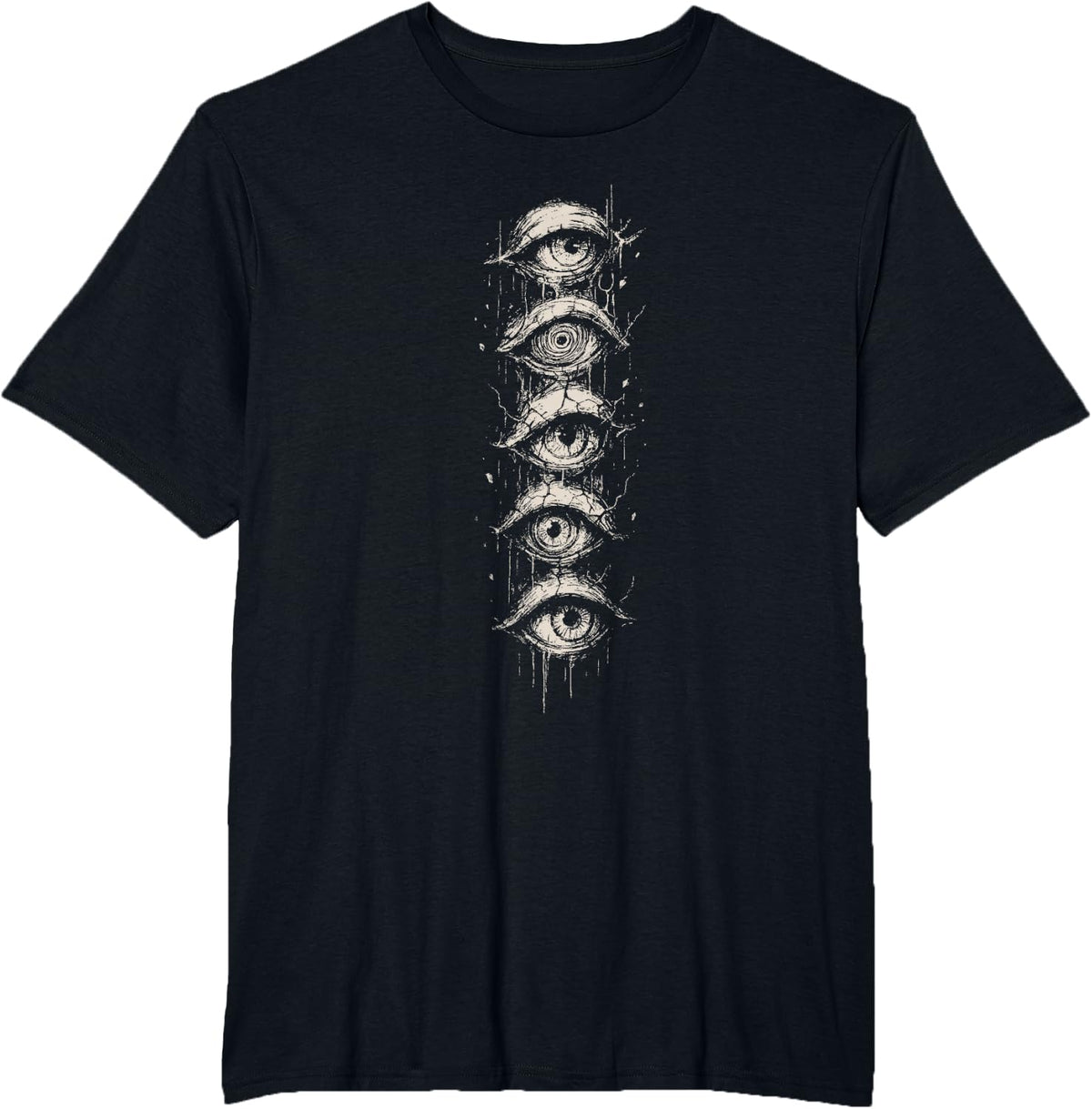 Weird T Shirts Eyes Goth Grunge Alt Y2K Eyeballs Strange Aesthetic Tees - Black