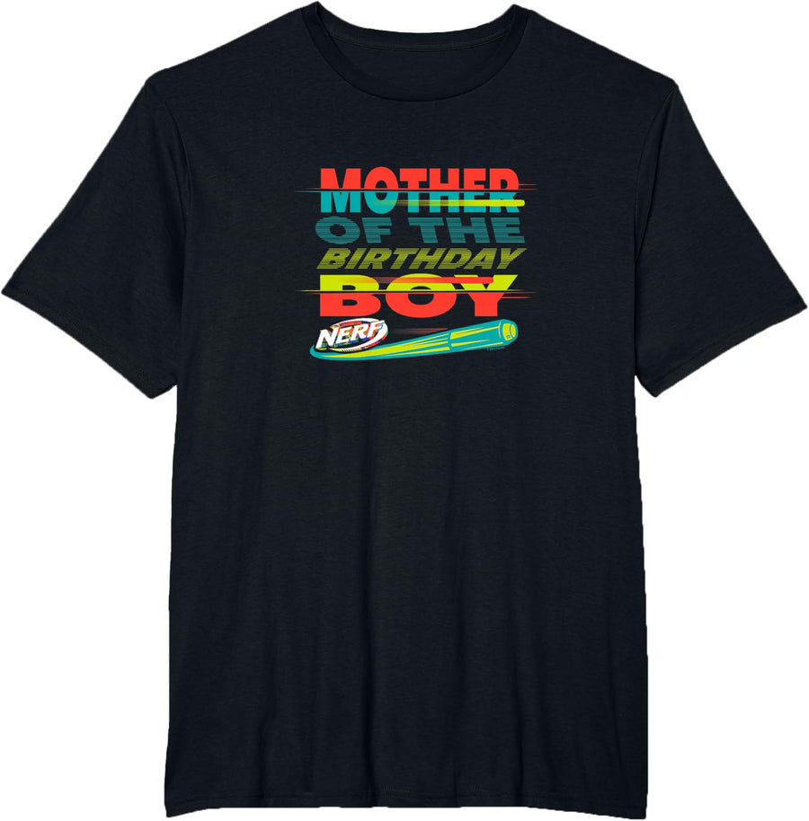 Nerf Mother of The Birthday Boy Flying Dart Portrait T-Shirt - Black
