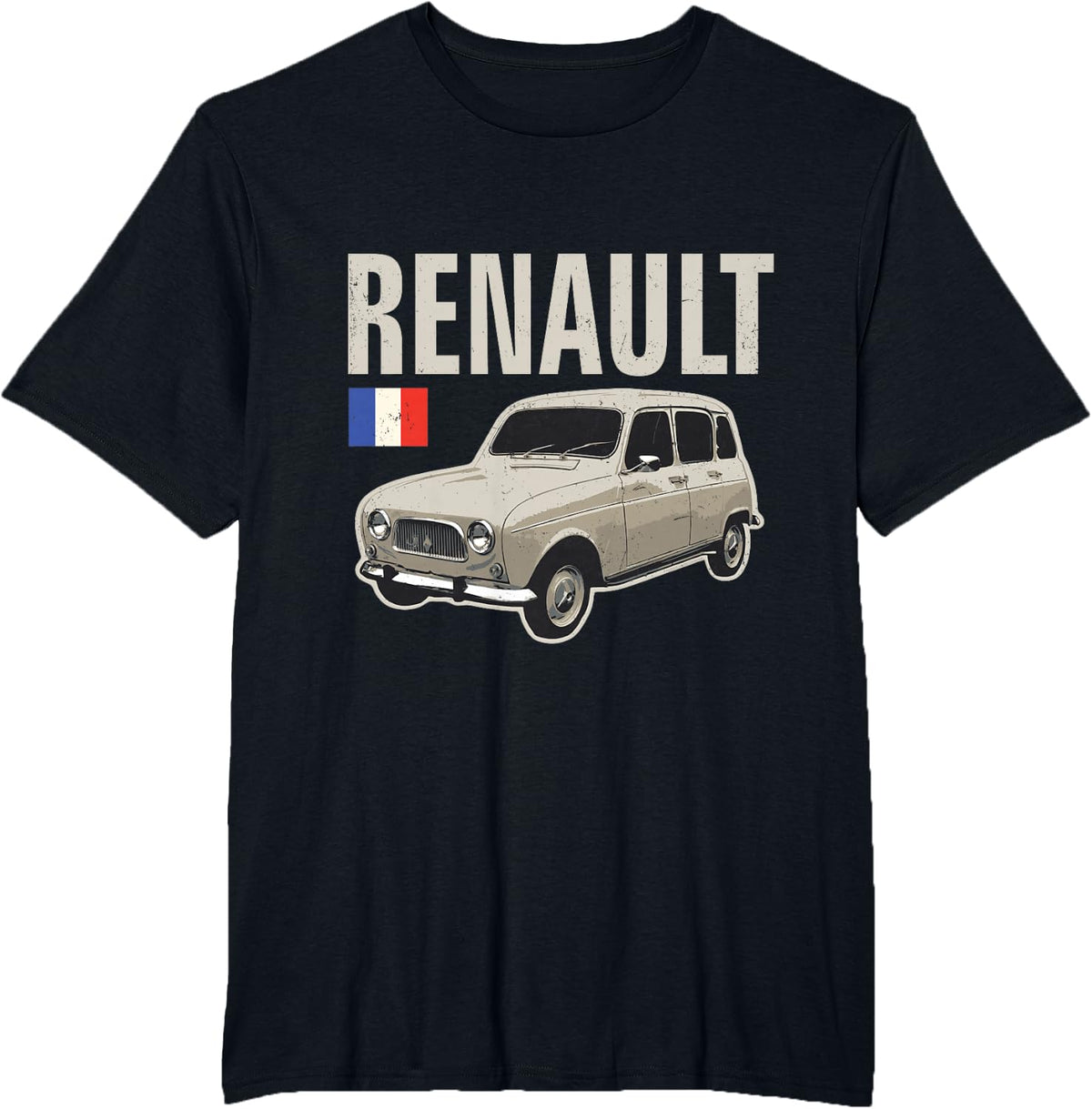 Renault 4 French Vintage Classic Car Retro T-Shirt - Black