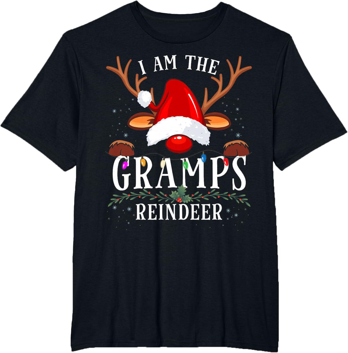 I Am The Gramps Reindeer Christmas Family T-Shirt - Black
