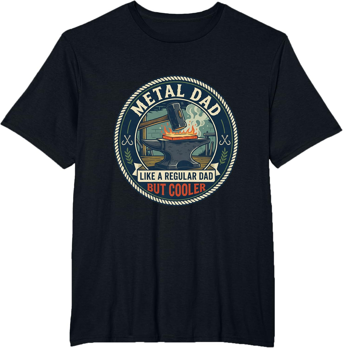 Metal Dad Blacksmith Forge Metalworking Workshop Fathers Day T-Shirt - Black
