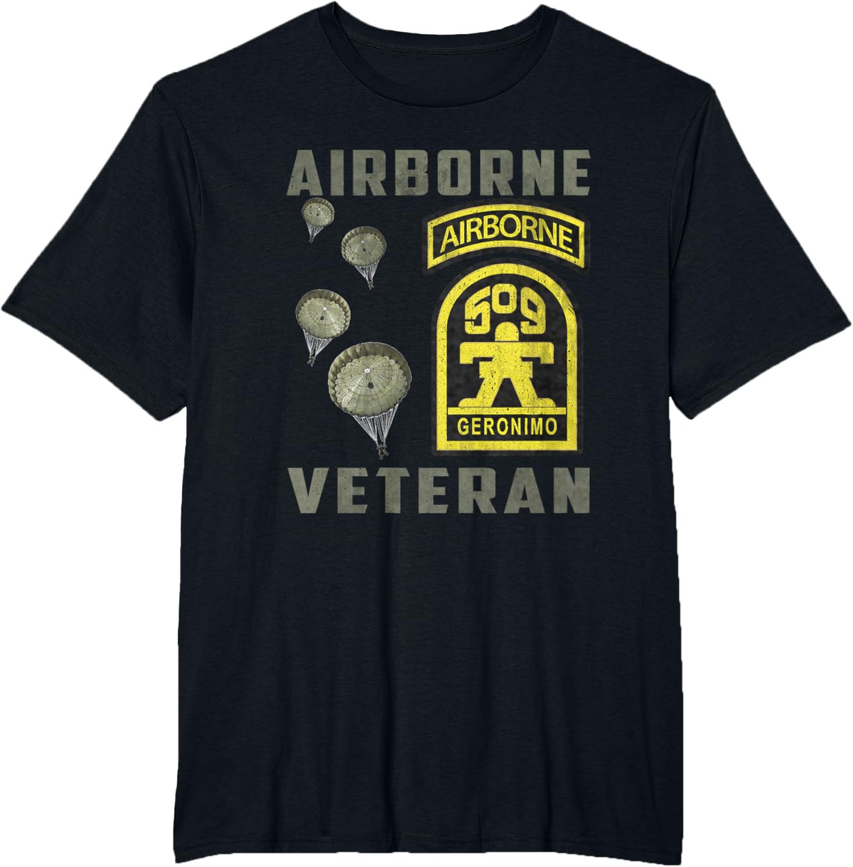 509th Parachute Infantry Regiment Airborne Veteran Military T-Shirt - Black