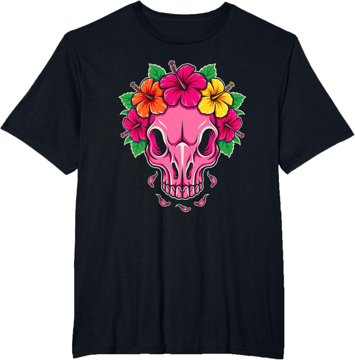 Funny Flamingo Skull Humor for Women Who Enjoy Pink Birds T-Shirt - Black