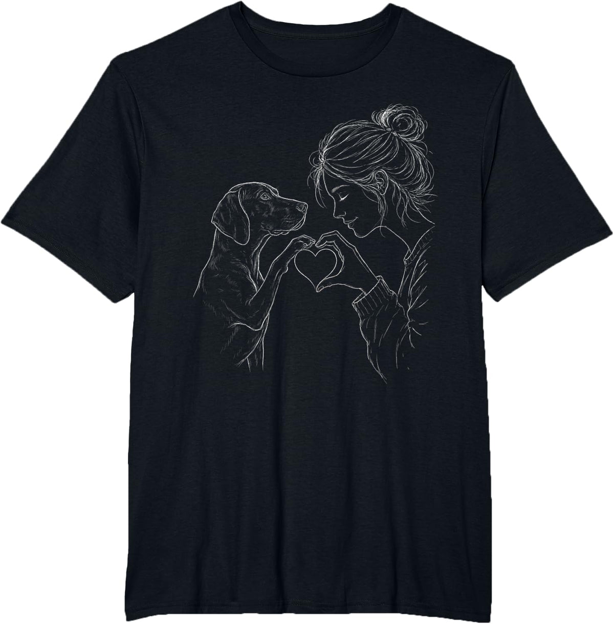 Vizsla Mom Heart Sign Line Art Women T-Shirt - Black