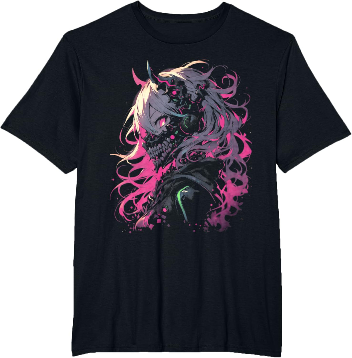 Cyberpunk Horror Monster Girl | Demon Anime Manga Techwear T-Shirt - Black