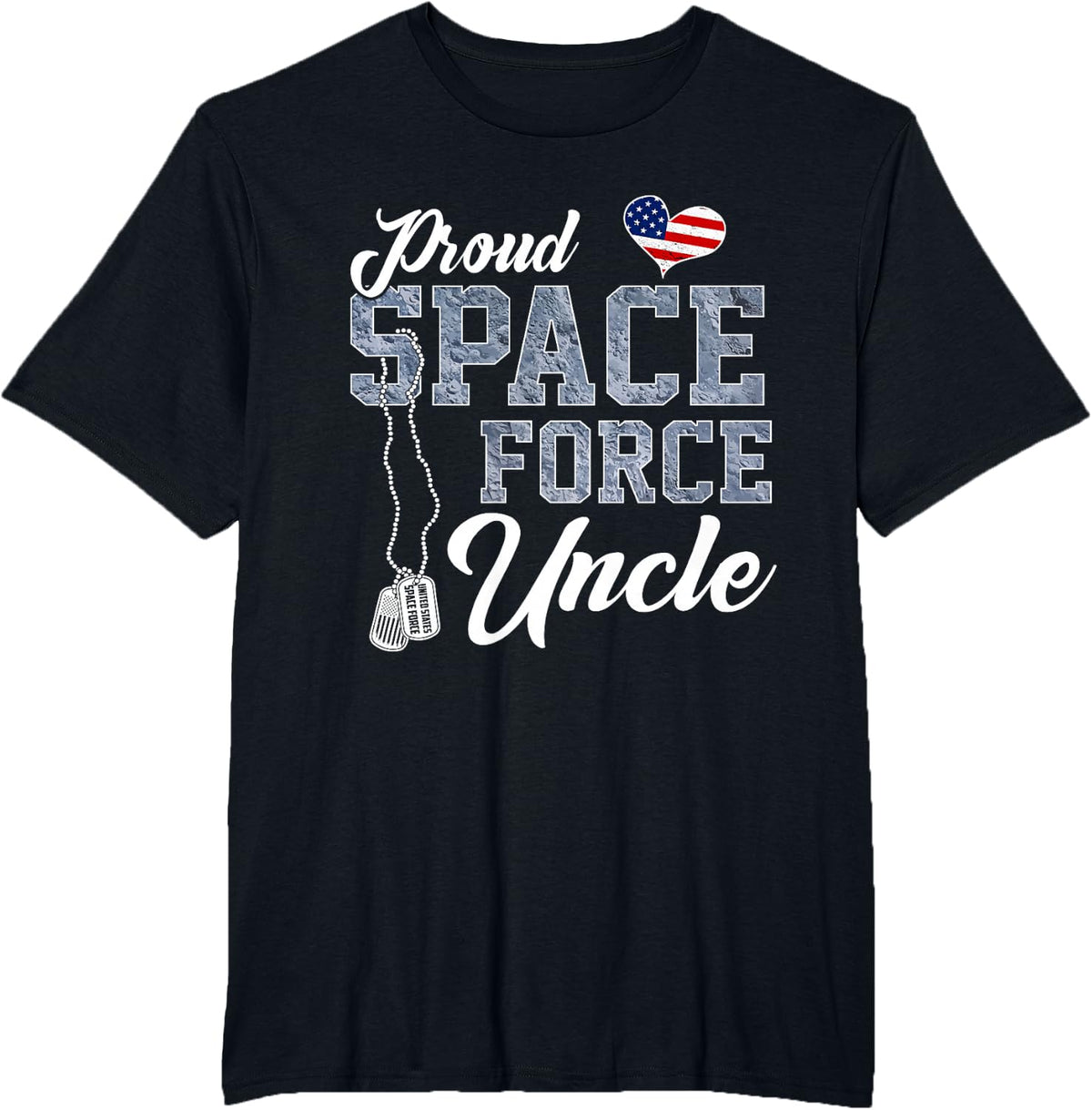 Proud Space Force Uncle US Military Family Matching T-Shirt - Black