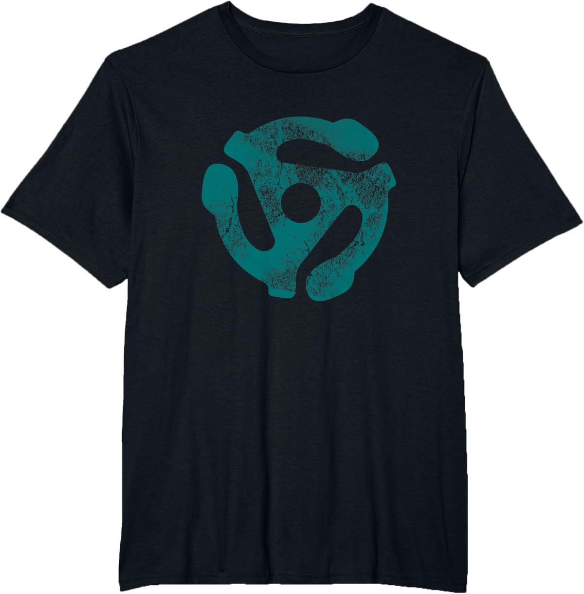45 RPM Adapter DJ Turntable Record Old Music Teal T-Shirt - Black