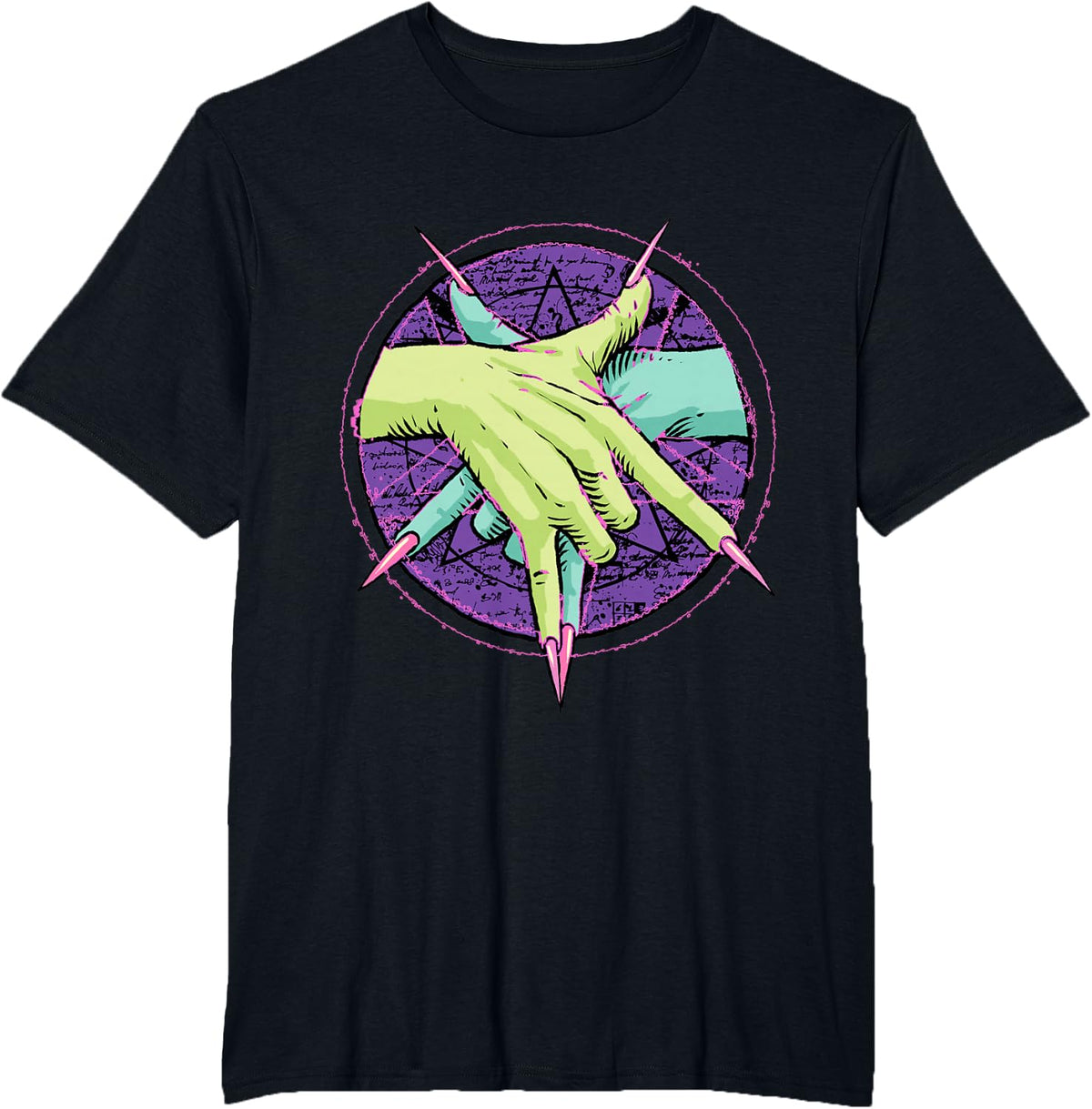 Pastel Goth Handshake Pentagram 666 Satanic Emo Punk Occult T-Shirt - Black