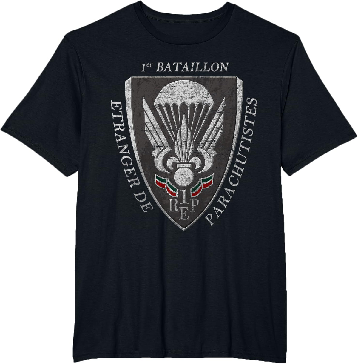 French Paratrooper Legion Etrangere Foreign Parachute Army T-Shirt - Black