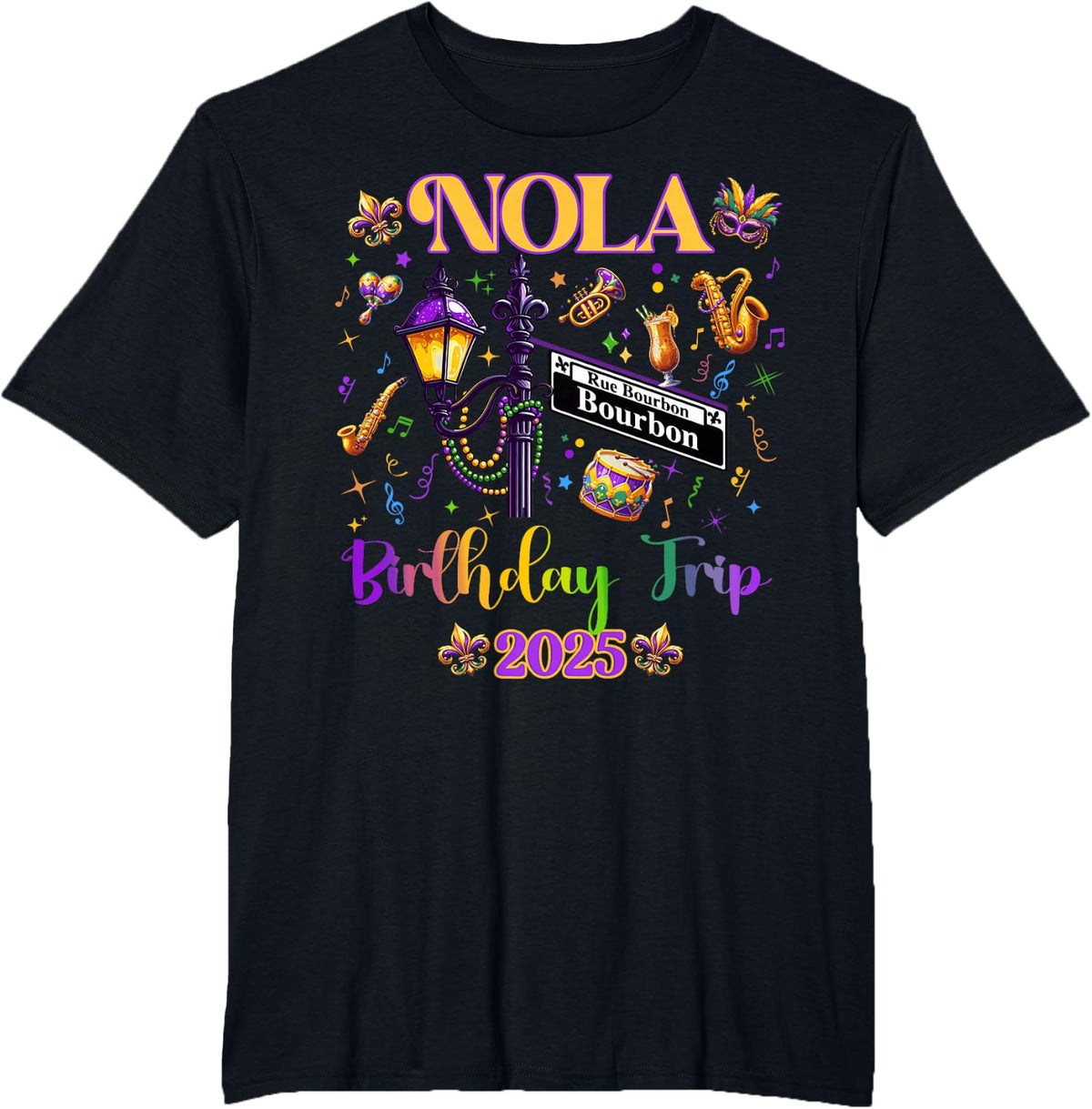 New Orleans Nola 2025 Girls' Birthday Bachelorette T-Shirt - Black