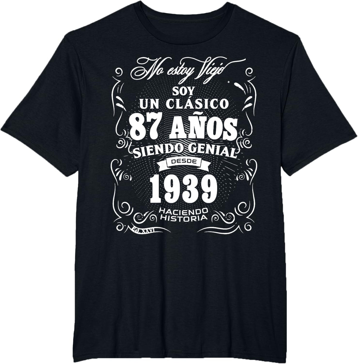Vintage 87th Birthday Men Funny 1939 87 Birthday Spanish T-Shirt - Black